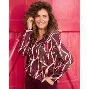 FOS Shirt 7871 Eefje wild leaf Port bruin ecru